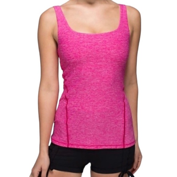 Lululemon Tank Top Women's Size 2 US Pink Heathered Amala Shelf Bra Yoga Workout - Picture 1 of 9